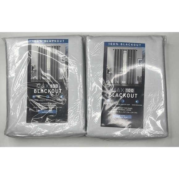 NWT Set of 2 Panel Max 100 Blackout Curtains 50”X95” Gray Mystique Grommet $80 - Picture 2 of 5